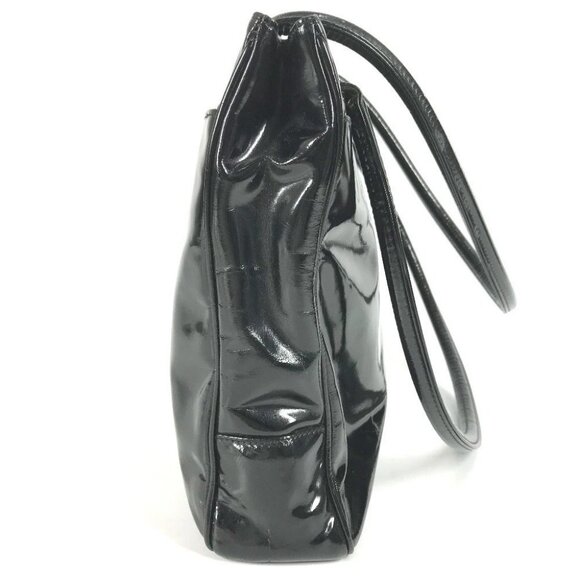 CHANEL vintage CC Logo CC Mark Bag Tote Bag shawl Shoulder Bag enamel Black - Picture 6 of 16